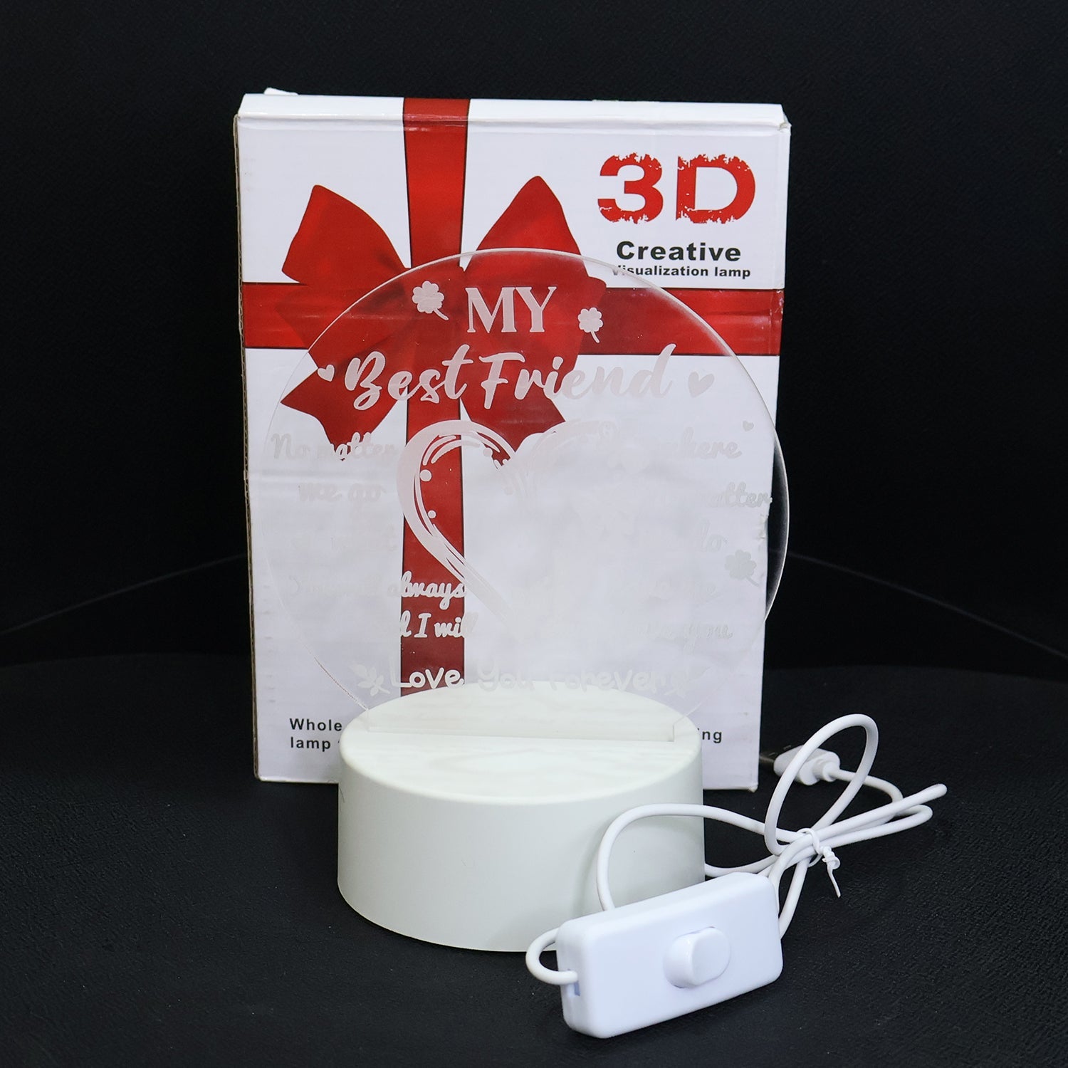3D Illusion LED Night Lamp with Heart and Best Friend Design 3D Illusion LED Night Lamp with Heart and Best Friend Design